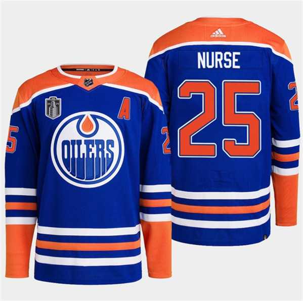 Men%27s Edmonton Oilers #25 Darnell Nurse Royal 2024 Stanley Cup Final Patch Stitched Jersey Dzhi->edmonton oilers->NHL Jersey